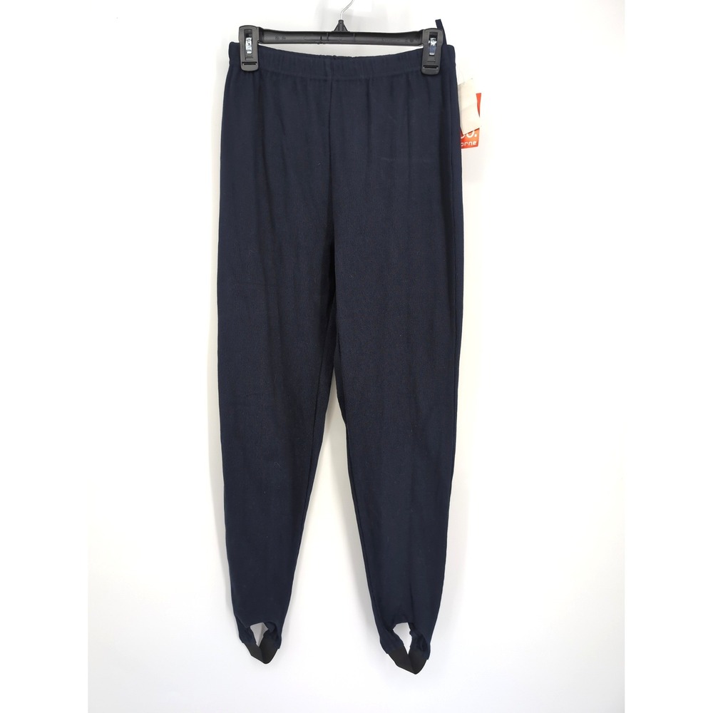 Liz & Co Stirrup Pants Navy Blue Ribbed Knit Vintage 90s Womens Size Medium